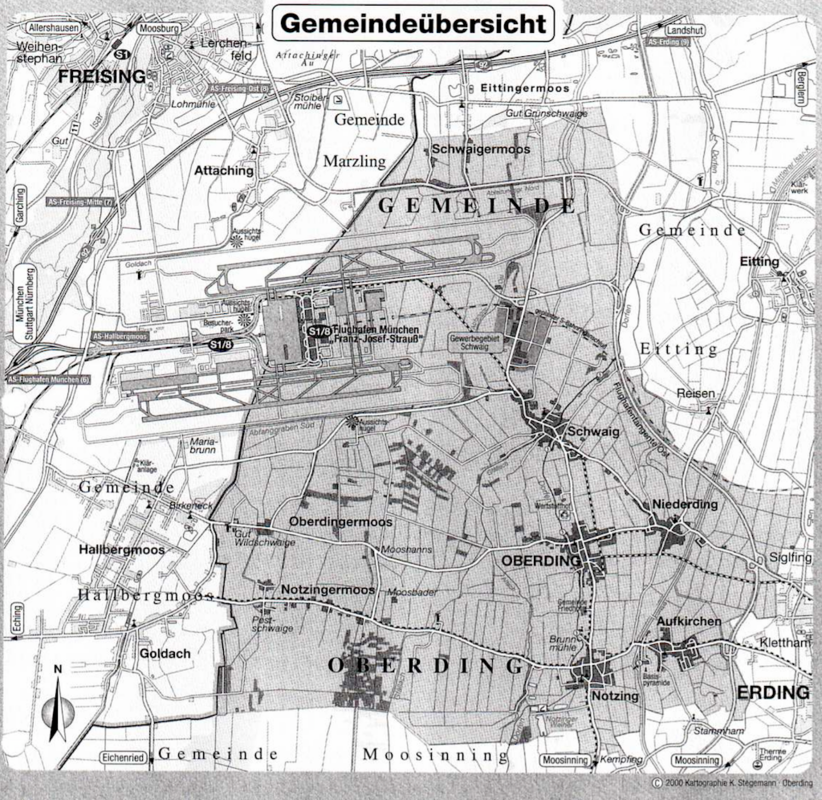 Lageplan / Gemeindegebiet der Gemeinde Oberding